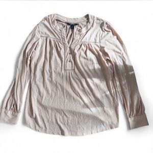 Lauren Ralph Lauren Womens Large Pink V-Neck Cottagecore Long Sleeve Button Cuff